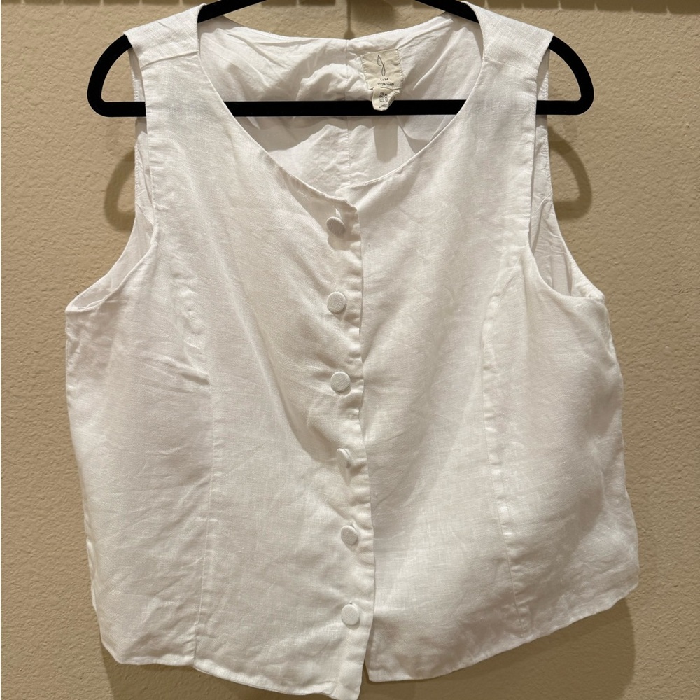Joie White Button-Front linen vest